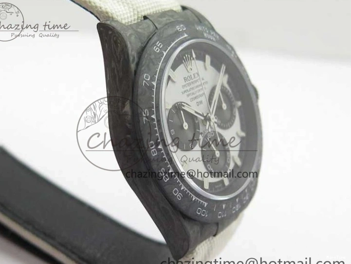 MiroTime 0215 WrinkleFree Daytona DIW Carbon Noob 1:1 Best Edition White Black Dial on Nylon Strap SA 2614